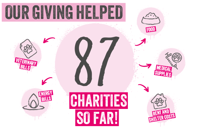 A graphic of how many charities we have helped